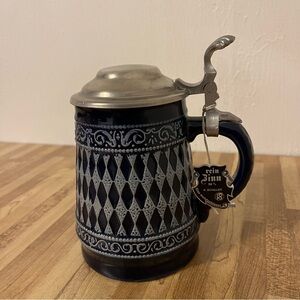 Rein Zinn Blue/white Ceramic Pewter Lid Beer Stein/Barware/Home Decor/Man Cave